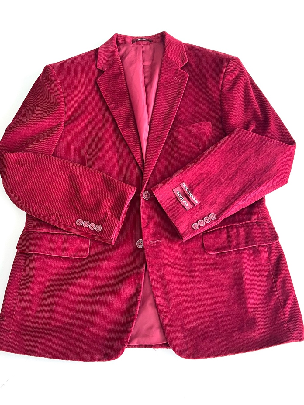 NWT. 100% Cotton Adolfo Red Corduroy Sport Coat